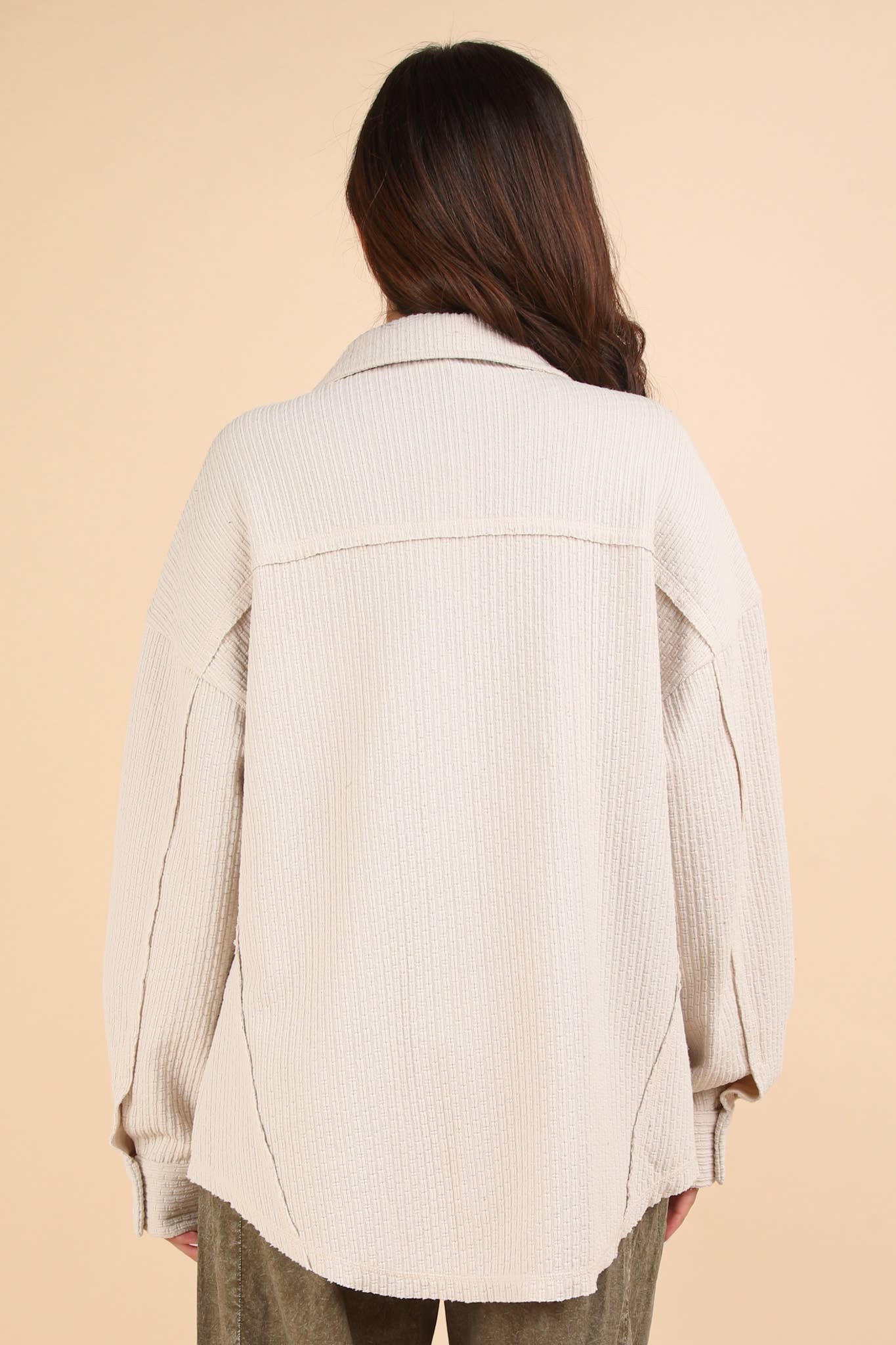 NT11859-Oversized Casual Textured Knit Cozy Shacket Jacket