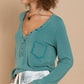 V-neck Button Down Long Sleeve Top