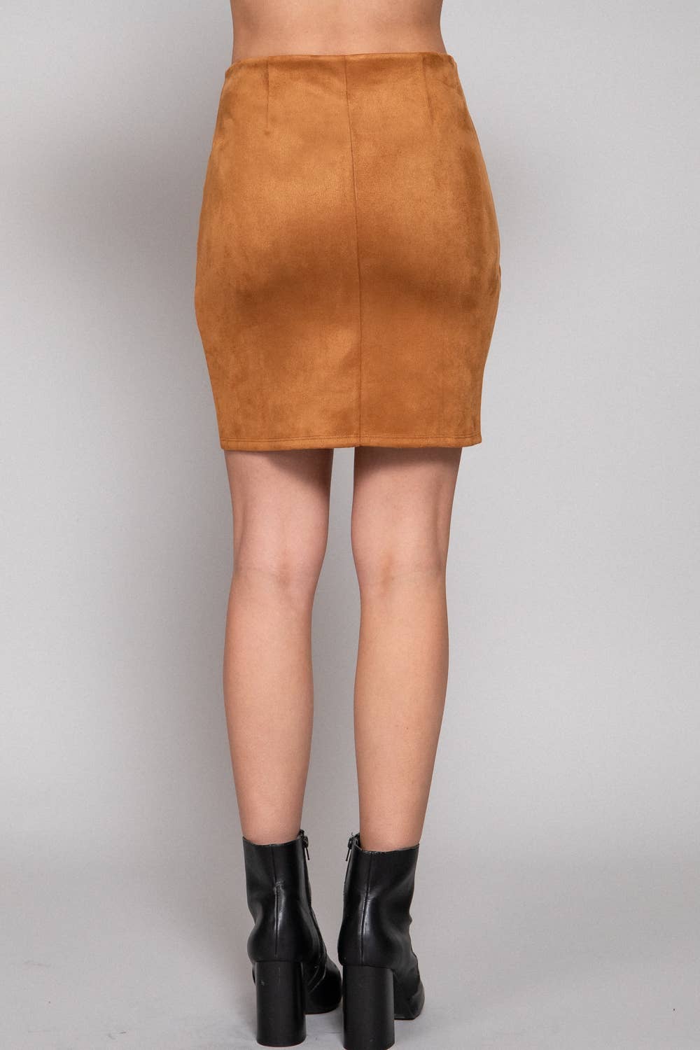 Side Ruched Detail Faux Suede Mini Skirt