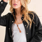 22641J  - Studded Elbow Chevron Back Oversized Twill Jacket