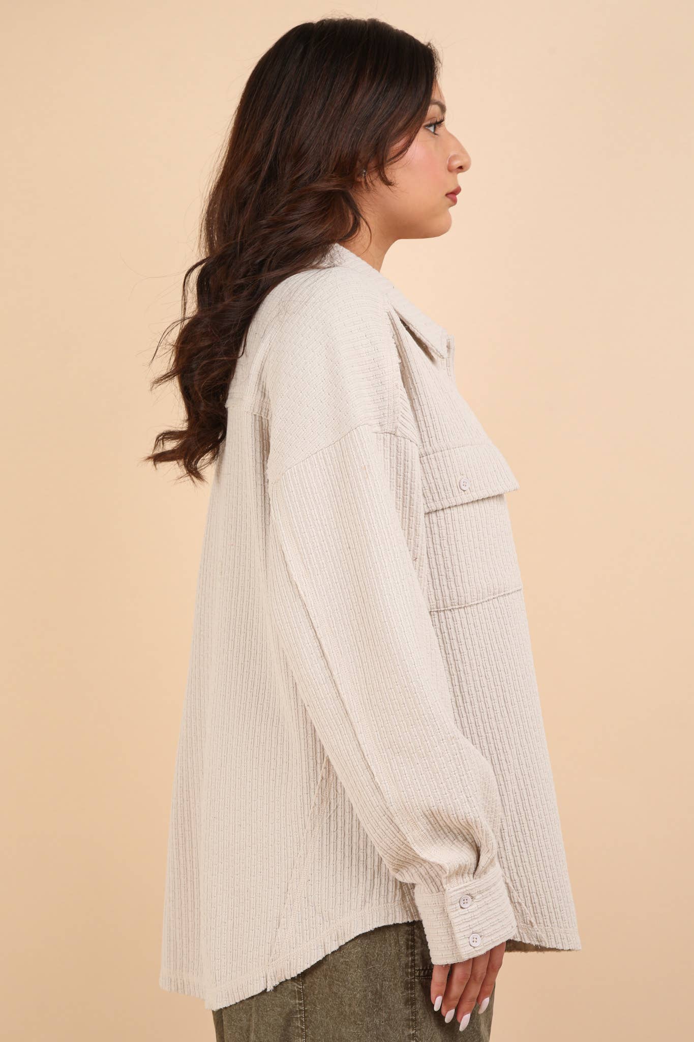 NT11859-Oversized Casual Textured Knit Cozy Shacket Jacket