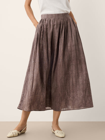 Lyocell Textured Pleated Waist A-Line Midi Skirt – Rosamund