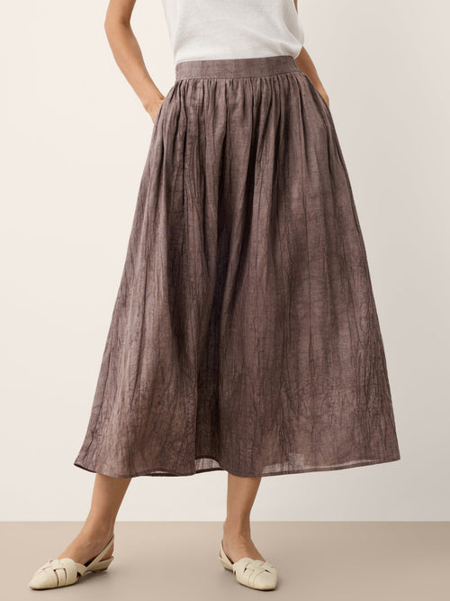 Lyocell Textured Pleated Waist A-Line Midi Skirt – Rosamund