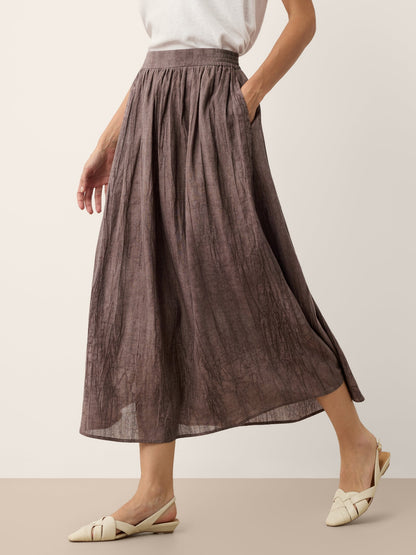 Lyocell Textured Pleated Waist A-Line Midi Skirt – Rosamund