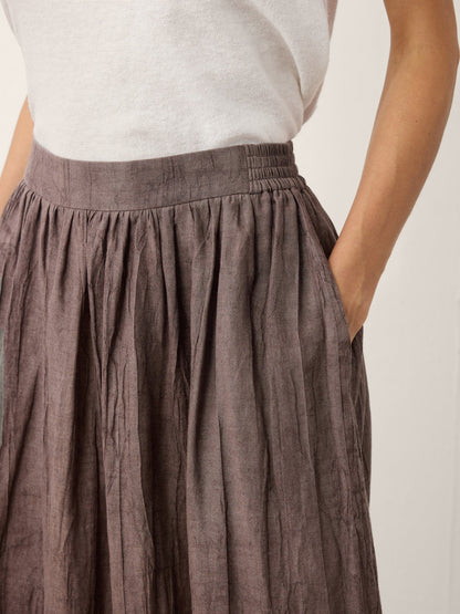 Lyocell Textured Pleated Waist A-Line Midi Skirt – Rosamund