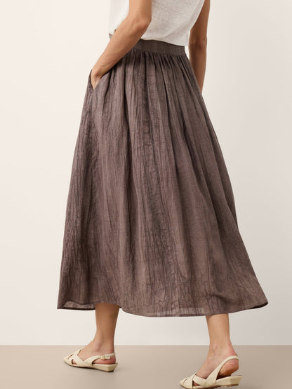 Lyocell Textured Pleated Waist A-Line Midi Skirt – Rosamund