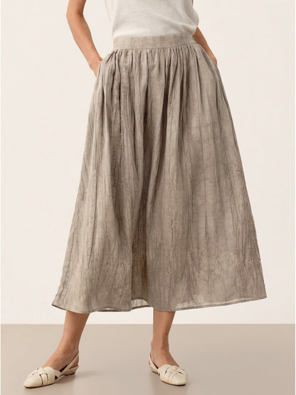 Lyocell Textured Pleated Waist A-Line Midi Skirt – Rosamund