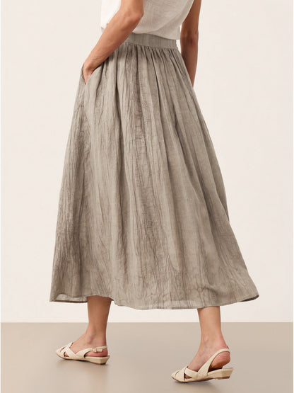 Lyocell Textured Pleated Waist A-Line Midi Skirt – Rosamund