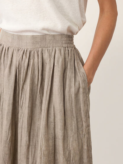 Lyocell Textured Pleated Waist A-Line Midi Skirt – Rosamund