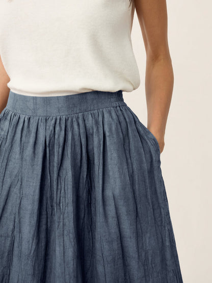 Lyocell Textured Pleated Waist A-Line Midi Skirt – Rosamund