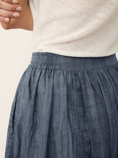 Lyocell Textured Pleated Waist A-Line Midi Skirt – Rosamund