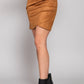 Side Ruched Detail Faux Suede Mini Skirt