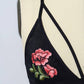 Rose Embroidery Patch Strap Bralette