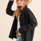 22641J  - Studded Elbow Chevron Back Oversized Twill Jacket