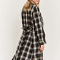 PLAID PRINT COLLAR LONG SHIRT DRESS PLUS