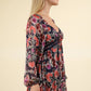 VD33957-Lacetrim Detail Printed Holiday Mini Dress