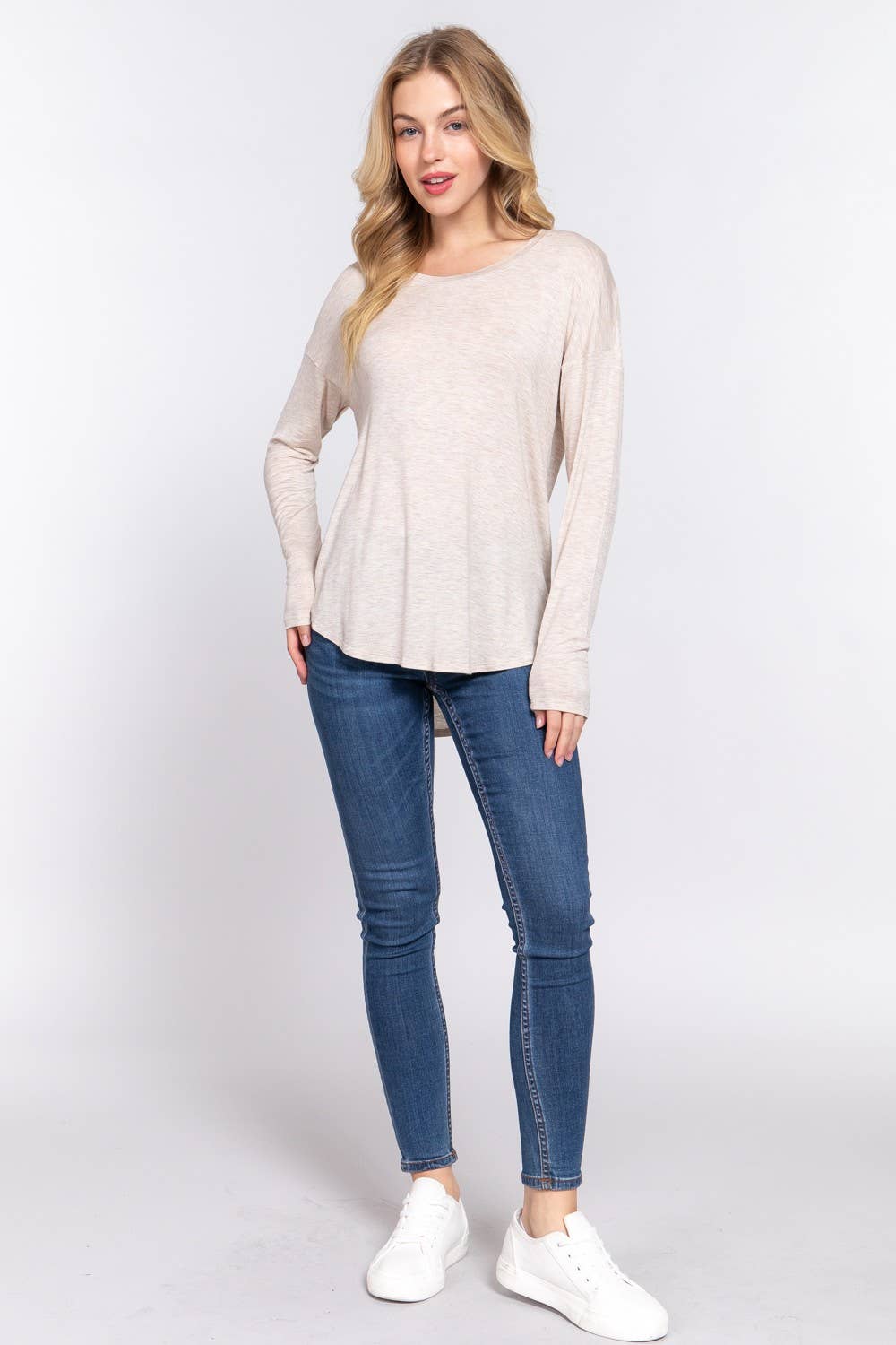 Long Dolman Slv Round Neck Rayon Jersey Top