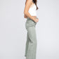 Acid Wash Frayed Cutoff Hem Straight Wide Pants