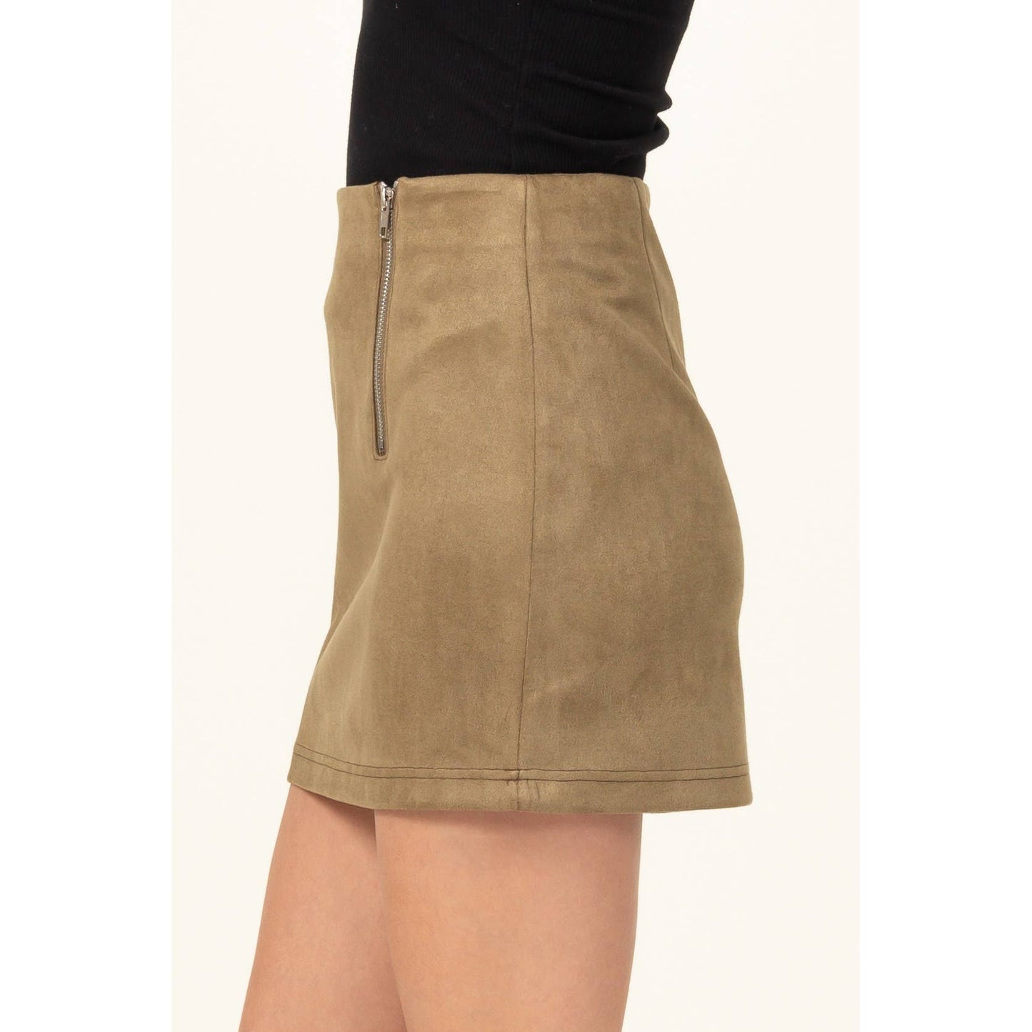 FE22F874-SUEDE MINI SKIRT WITH ZIP DETAIL